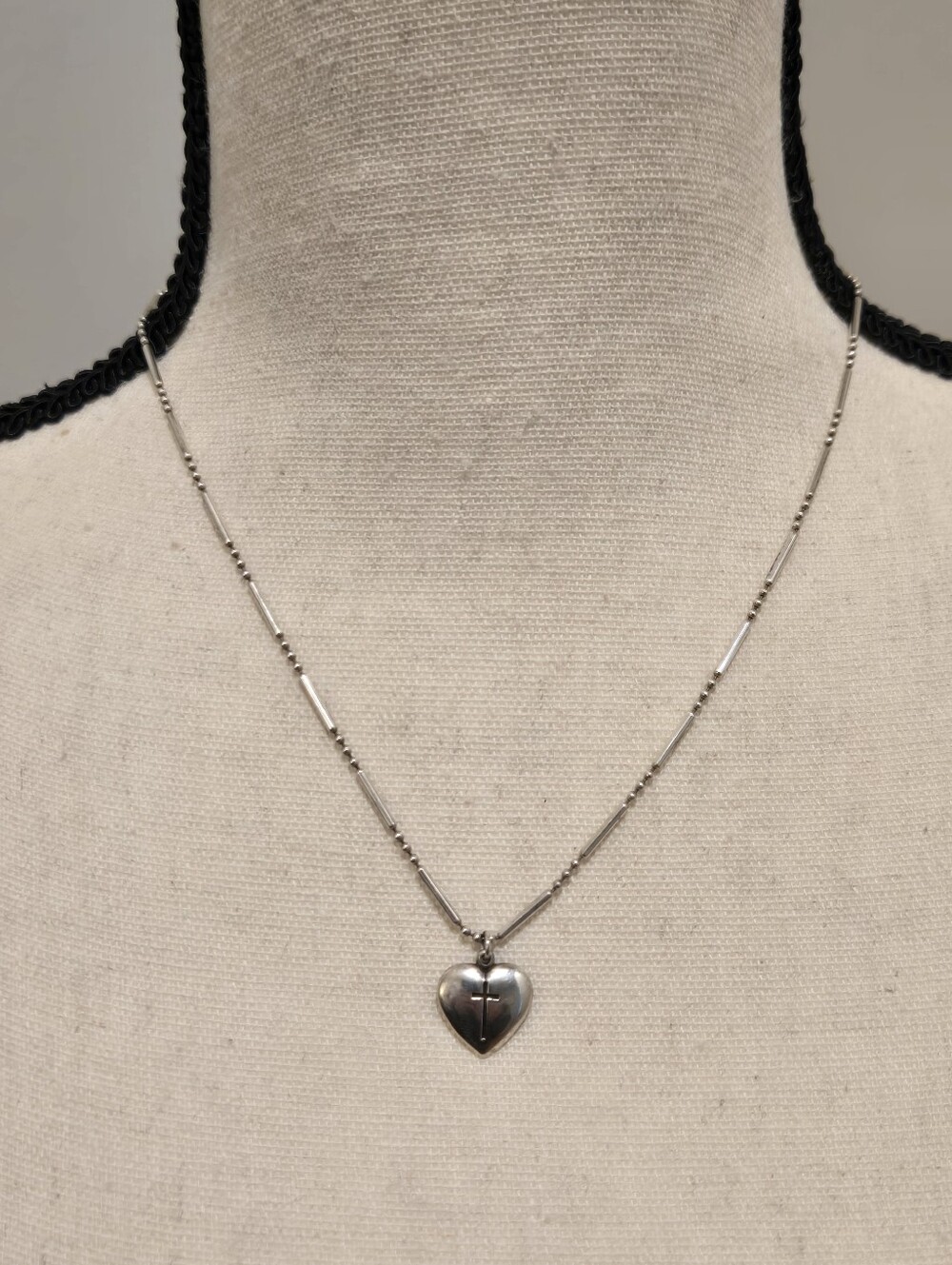 Heart With Cross Sterling Silver Necklace